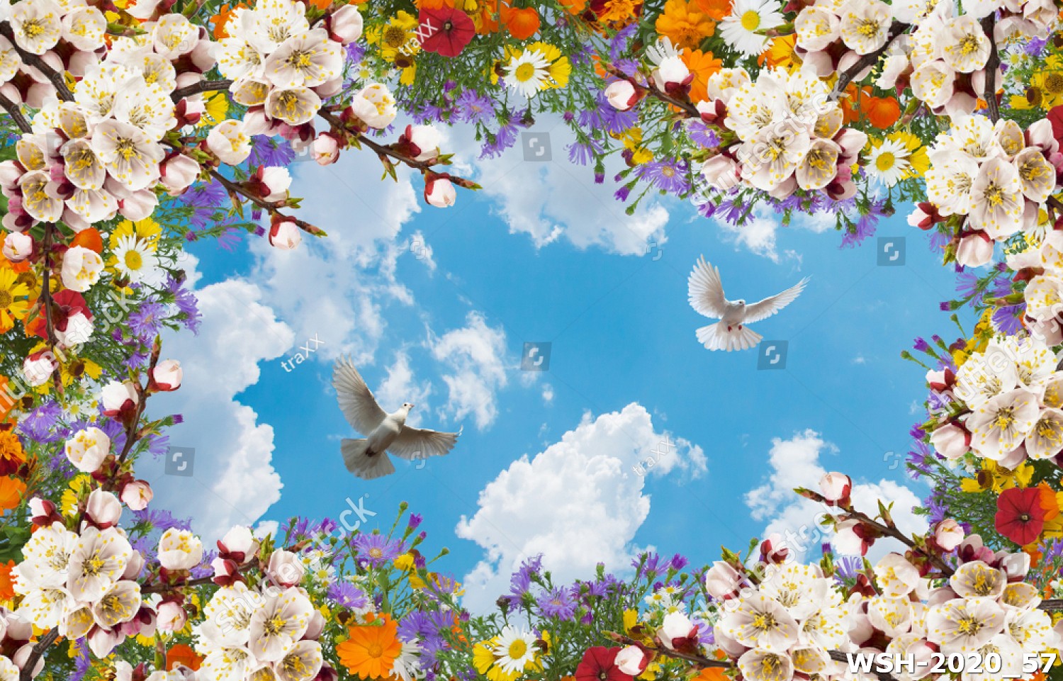 Dán trần trời xanh và hoa WSH-2020_57